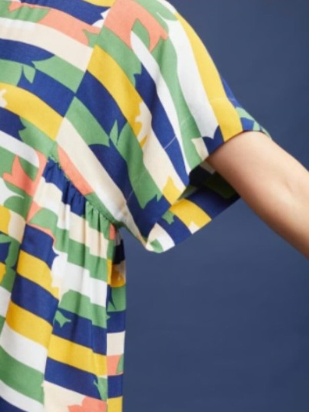 Maeve Anthropologie Milla Striped Multicolor Short Sleeve Blouse Size S - Picture 11 of 11